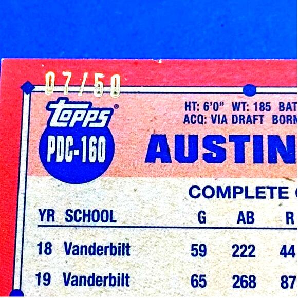 2021 Topps Pro Debut- Chrome Austin Martin #PDC-160 Gold Refractor SP 07/50 (RC) - Picture 8 of 8